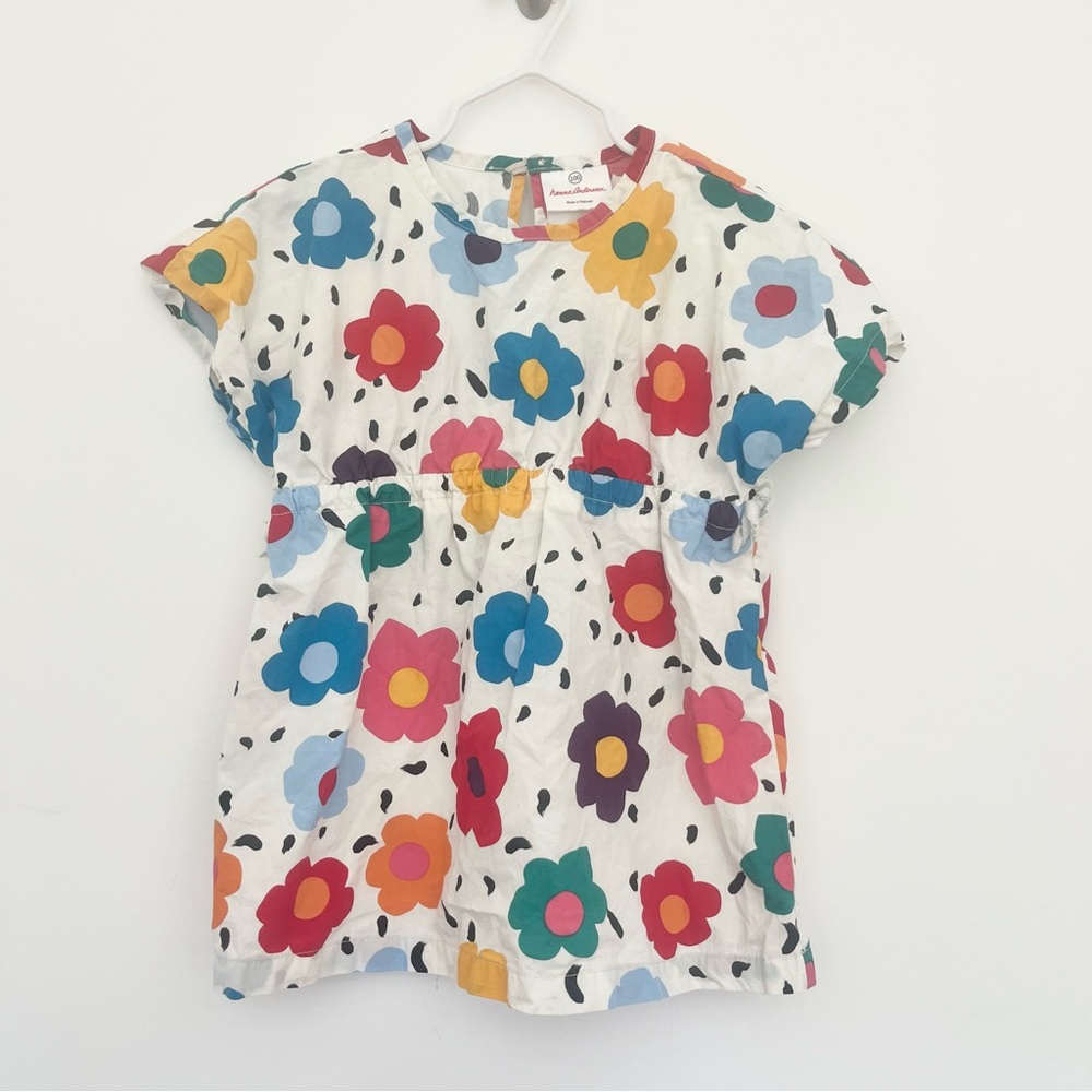 Hanna Andersson Colorful Floral Kids Peplum Shirt Top Sz 100 US Sz 4 70s Style